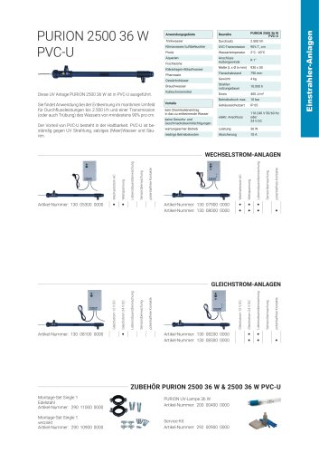 Konfigurationsoptionen UV Anlage PURION 2500 36 W PVC-U