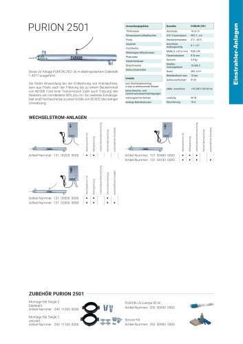 Konfigurationsoptionen UV Anlage PURION 2501