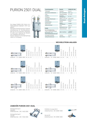 Konfigurationsoptionen UV Anlage PURION 2501 DUAL