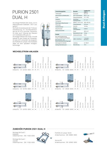 Konfigurationsoptionen UV Anlage PURION 2501 DUAL H