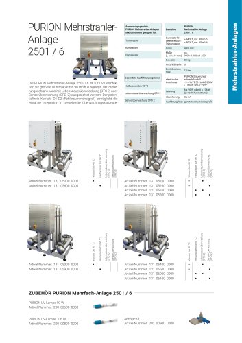 Konfigurationsoptionen UV Anlage PURION Mehrstrahler Anlage 2501 / 6
