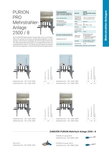 Konfigurationsoptionen UV Anlage PURION PRO Mehrstrahler Anlage 2500 / 8