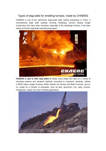 CHAENG slag ladles  for smelting furnace