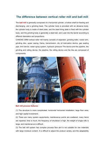 The difference between vertical roller mill and ball mill