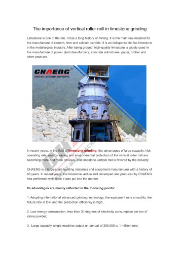 The importance of vertical roller mill in limestone grinding