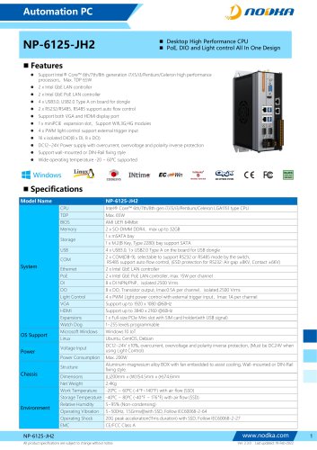 NP-6125/NP-6135 JH Extension Datasheet