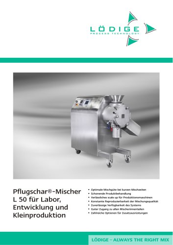 Pflugschar®-Mischer L 50 für Labor, Entwicklung und Kleinproduktion