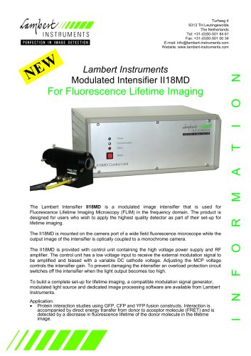 Lambert Instruments Modulated Intensifier II 18MD for Fluorescence Lifetime Imaging