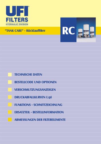 RC - TANK CARE - Rücklauffilter