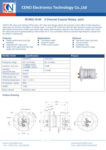 CENO 2 Channel Coaxial Rotary Joint RCN02-18-04