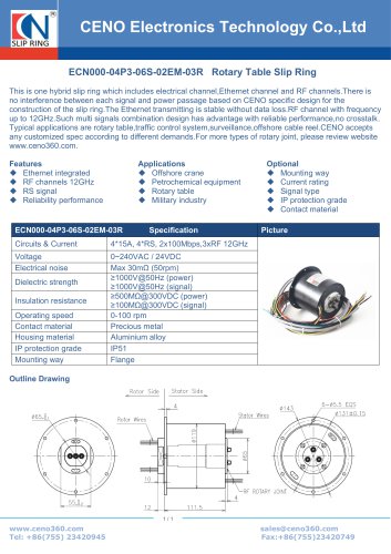 CENO 3 axis rotary table slip ring assembly ECN000-04P3-06S-02EM-03R