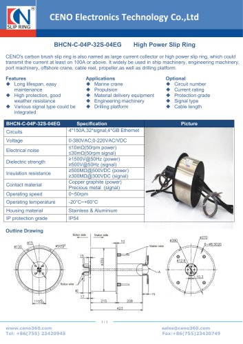 CENO Carbon brush slip ring transfer Ethernet signal BHCN-C-04P-32S-04EG