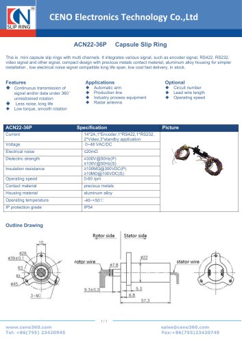 CENO encoder slip ring with 36 channel ACN22-36P