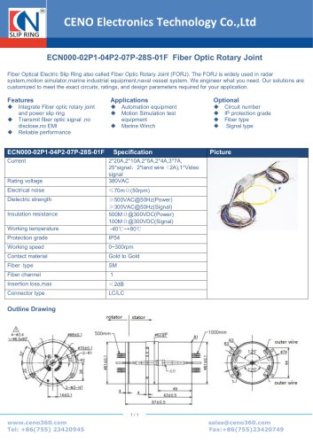 CENO Fiber optic rotary joint ECN000-02P1-04P2-07P-28S-01F