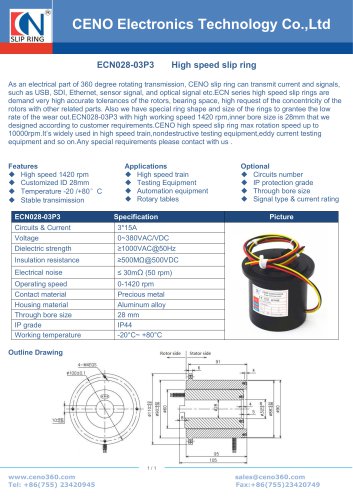 CENO High speed flange slip ring assembly ECN028-03P3