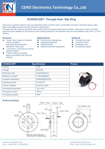 CENO Hollow shaft slip ring for package machine ECN050-02P1