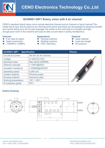 CENO Rotary union with 8 air channel QCN0801-36P1