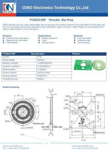 CENO Separate pancake slip ring PCN022-06P