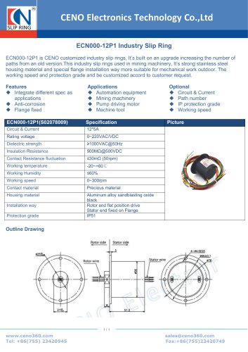 CENO Solid slipring with flange ECN000-12P1