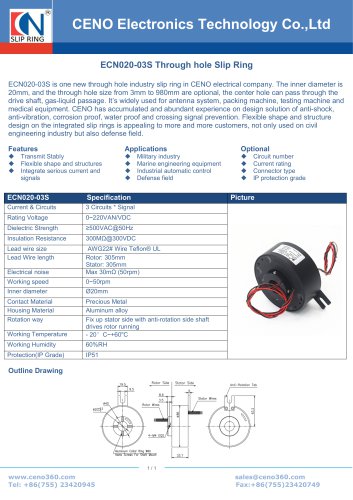 CENO through bore slip ring for 20mm shaft mounting ECN020-03S