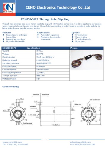 CENO Through hole slip ring ECN038-36P3