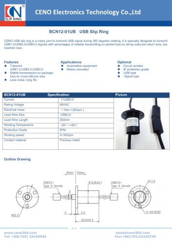 CENO USB slip ring BCN12-01UB