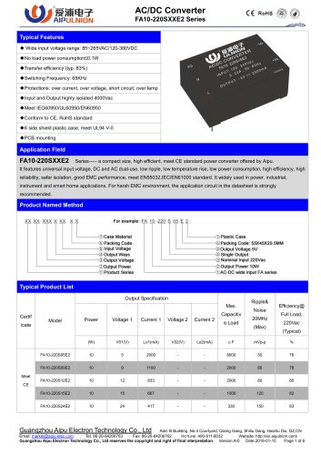 FA10-220SXXE2 Series