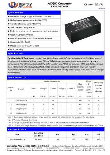 FA3-220SXXA2A series