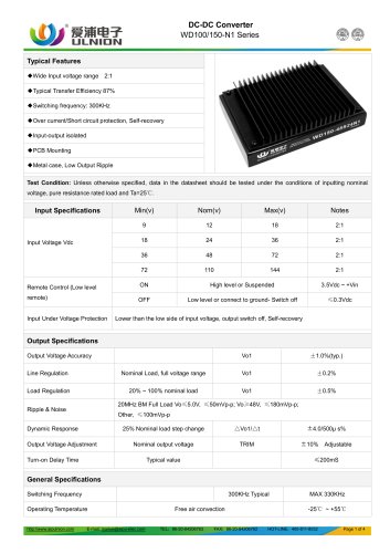 WD100-XXSXXN1/ WD150-XXSXXN1 Series