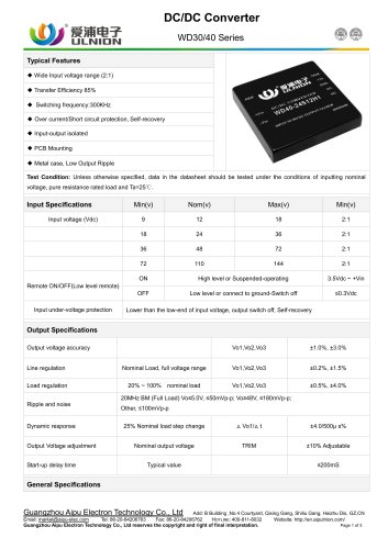 WD30-XXXXXH1 /WD40-XXXXXH1 Series