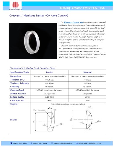 CreatorOptics Crescent Lens, Meniscus Lens, custom