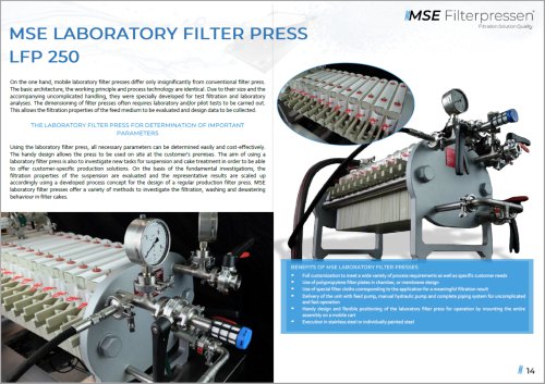 Produkteigenschaften MSE Laborfilterpresse