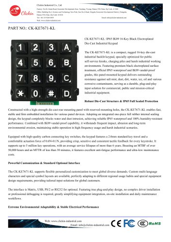 Waterproof 16 keys dye casting panel mount keypad 