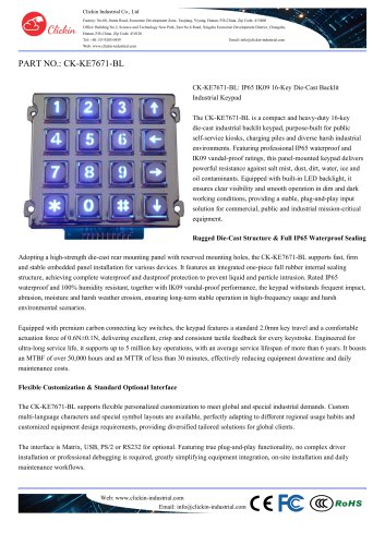 Waterproof 16 keys dye casting panel mount keypad with LED backlight