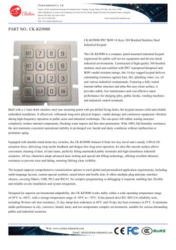 Waterproof 16 keys stainless steel panel mount keypad