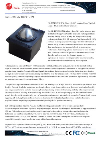 Waterproof industrial mountable stainless steel 38.0mm trackball module