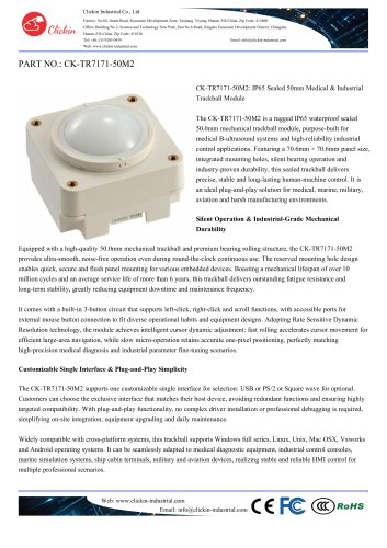 Waterproof Mountable 50.0mm medical trackball