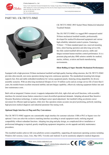 Waterproof Mountable 50.0mm medical trackball