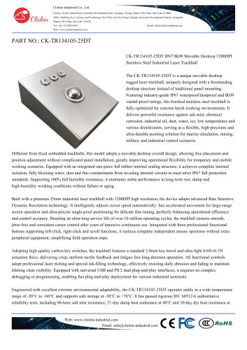 Waterproof Stainless steel desktop 25.0mm laser trackball