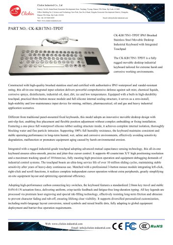 Waterproof Stainless steel desktop keyboard with integrated touchpad mouse