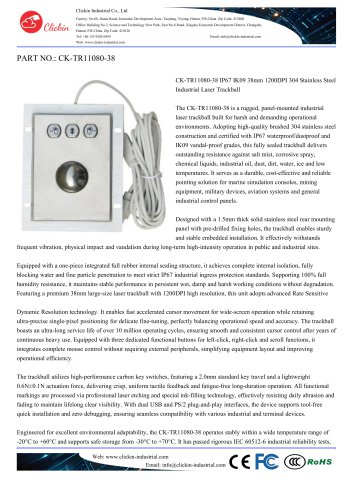 Waterproof Stainless steel panel mount 38.0mm trackball 