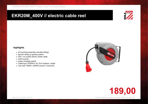 EKR20M_400V // electric cable reel