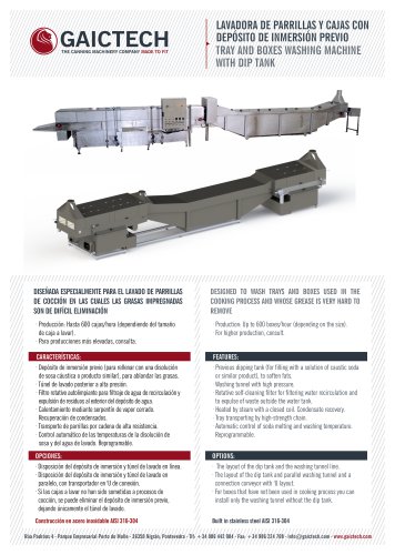 TRAY AND BOXES WASHING MACHINE WITH DIP TANK