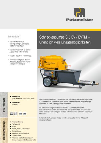 Schneckenpumpe S 5 EV / EVTM – Unendlich viele Einsatzmöglichkeiten