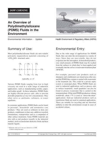 An Overview of Polydimethylsiloxane (PDMS) Fluids in the Environment