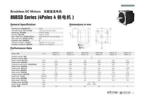 Brushless Motor/Three-phase/86BSD Series(4Poles)