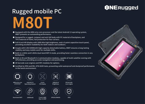 8 inch Rugged Android 13 Tablet ONERugged M80T