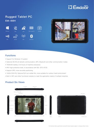 EM-I88N 8inch windows rugged mobile pc