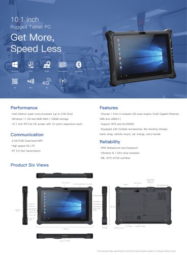 Emdoor Info. 10.1 inch Windows 11 Rugged Tablet EM-I10J