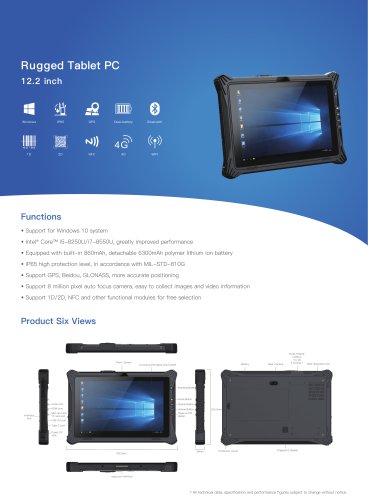 Emdoor Info. 12.2 inch Windows 10 Rugged Tablet EM-I20U